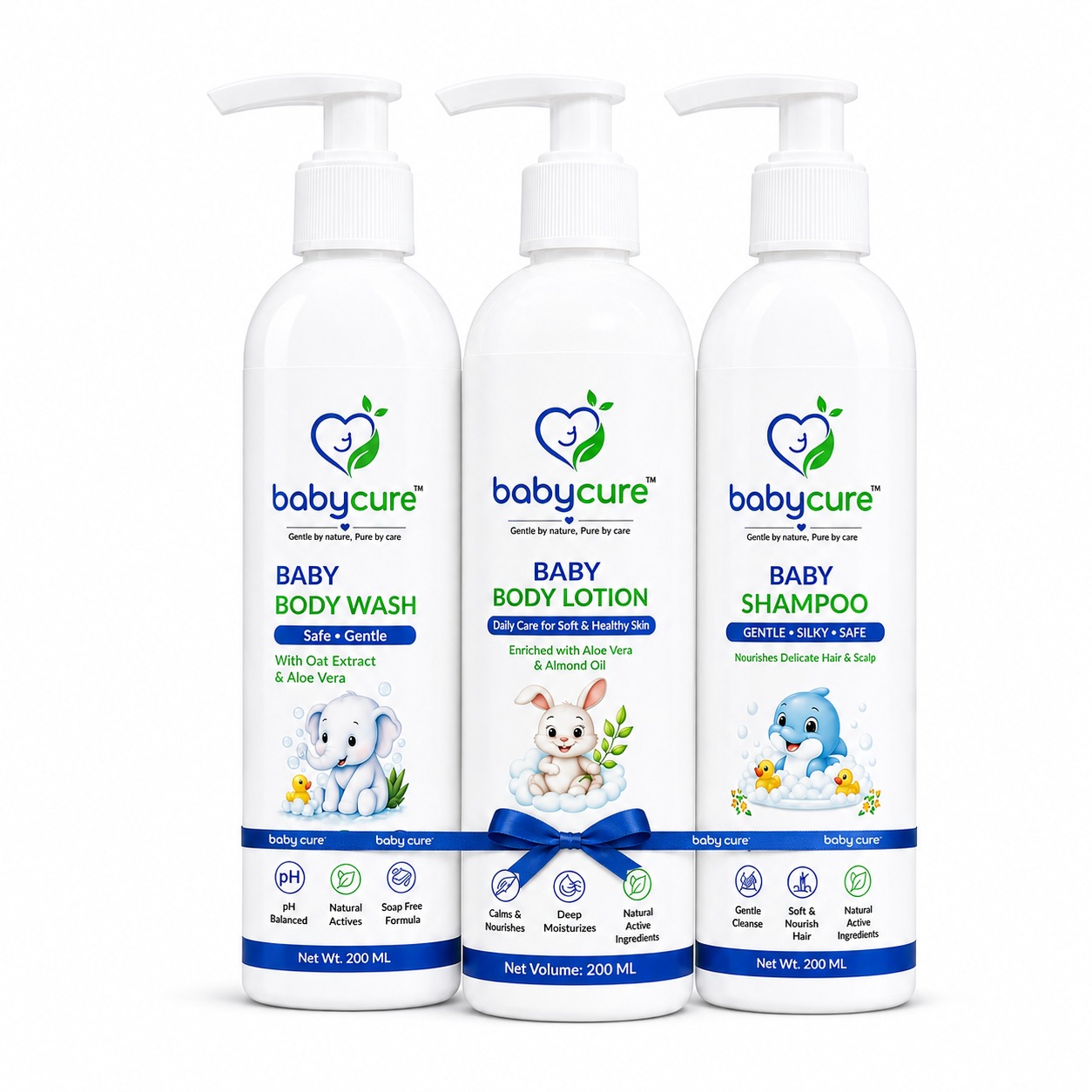 Baby Cure Baby Shampoo, Body Wash & Body Lotion Combo