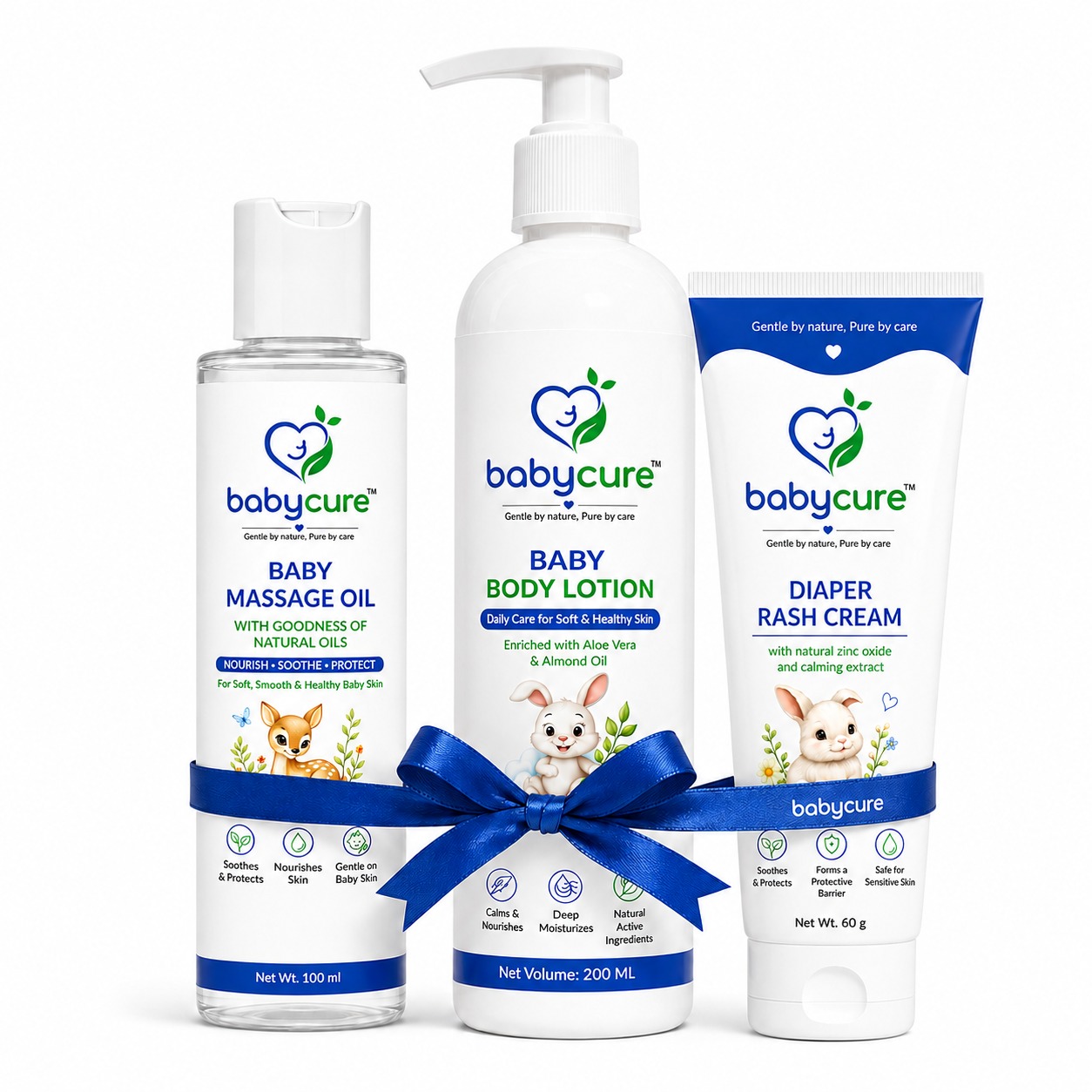 Baby Massage Oil, Baby Body Lotion and Diaper Rash Cream